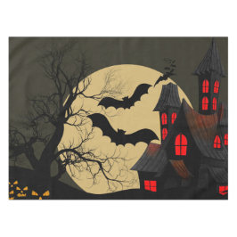 Nappe Halloween Rouge noir Haunted Maison Pleine lune ch