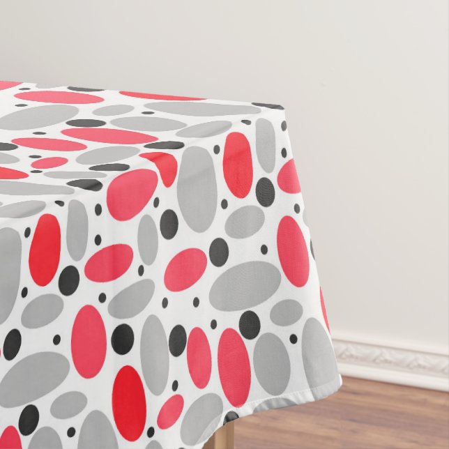 Nappe haricots et pois rétro rouge gris blanc motif (In Situ)