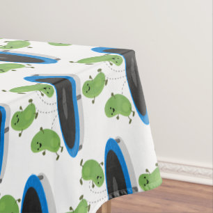 Nappe Haricots verts mignons sur dessin animé trampoline