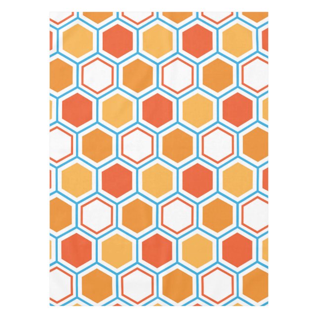 Nappe hexagone en orange, bleu et blanc (Devant)