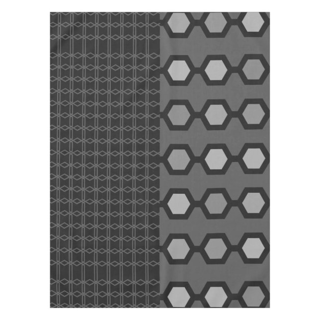 Nappe Hexagones modernes du milieu du siècle gris noir (Devant)