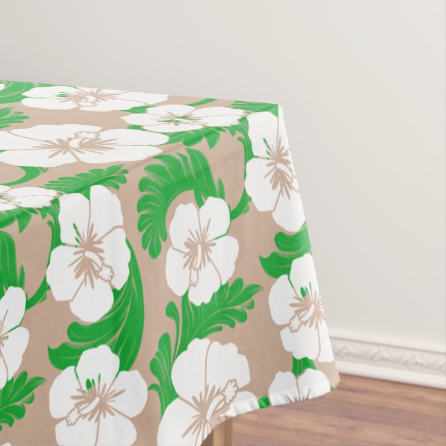 Nappe Hibiscus hawaïen tropical Khaki beige (In Situ)