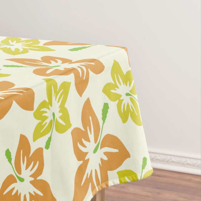 Nappe Hibiscus Jaune, Hibiscus Orange, Modèle Floral (In Situ)