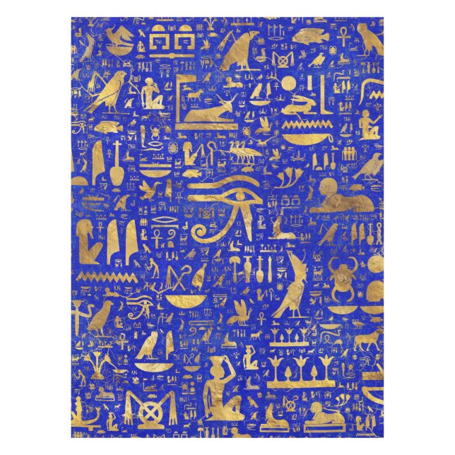 Nappe Hiéroglyphes égyptiens - Lapis Lazuli et Gold (Devant)
