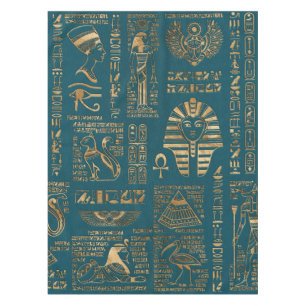 Nappe Hiéroglyphes et divinités égyptiens - or sur la