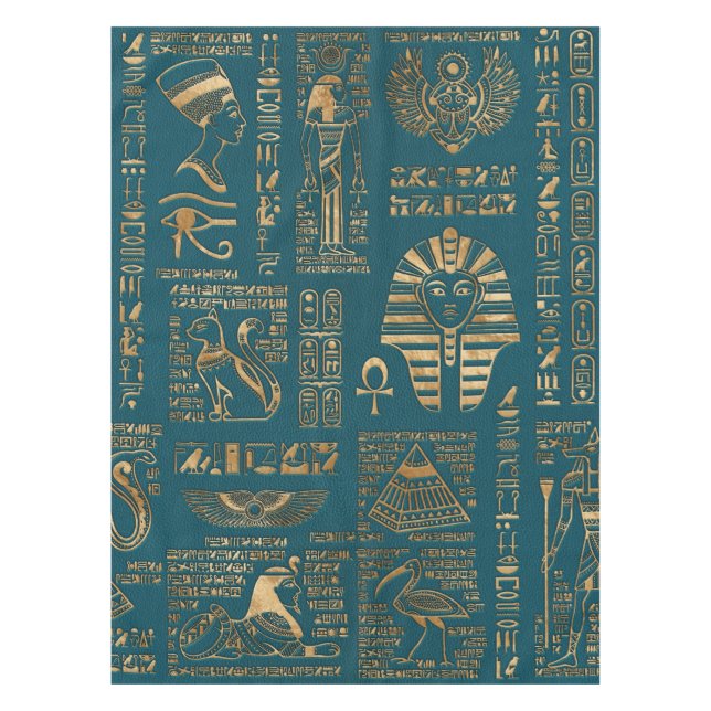 Nappe Hiéroglyphes et divinités égyptiens - or sur la (Devant)