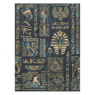 Nappe Hiéroglyphes et divinités égyptiens - ormeau et