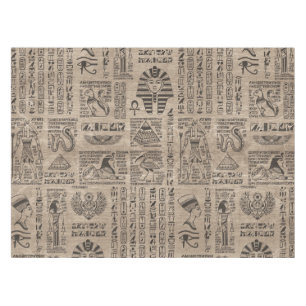 Nappe Hiéroglyphes et symboles égyptiens sur le bois