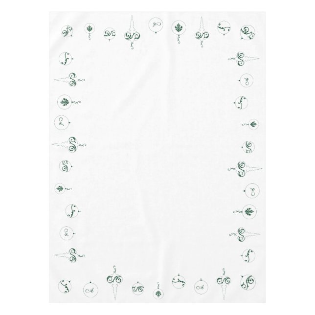 Nappe Hiver Vert Monogramme Bauble Ornements Noël (Devant)
