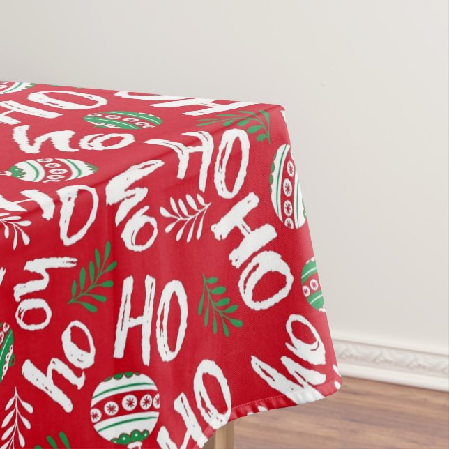 Nappe Ho Ho Ho Rouge et Vert boules de Noël Rouge (In Situ)