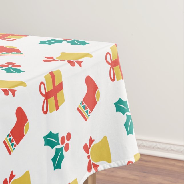 Nappe Holly Bell Stocking Rouge Blanc Vert Or Noël (In Situ)