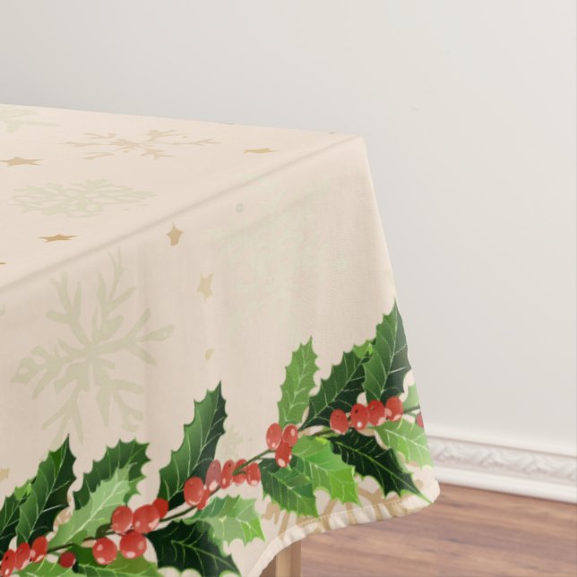 Nappe Holly et Berries sur Gold Snowflake (In Situ)
