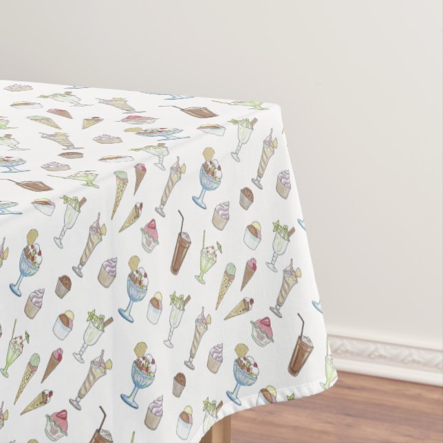 Nappe Ice Cream Sundae Desserts Pattern White (In Situ)