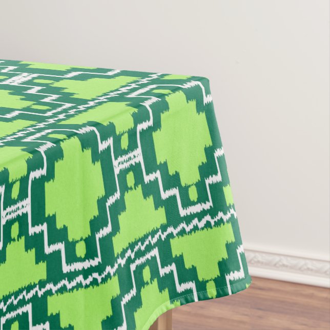 Nappe Ikat Aztec Tribal - Forêt et chaux vert (In Situ)