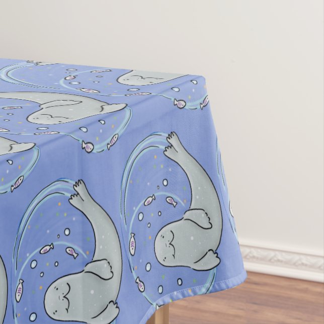 Nappe Illustration de caricature de phoque et de poisson (In Situ)