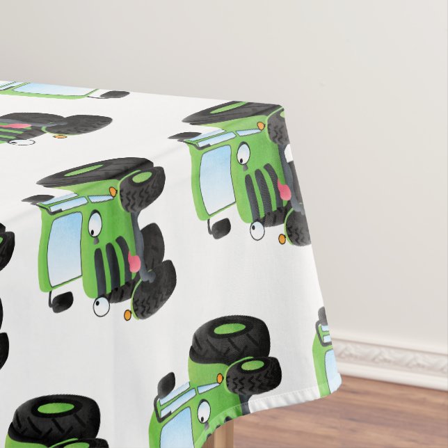 Nappe Illustration du joli joyeux tracteur agricole vert (In Situ)