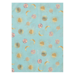 Nappe Illustration Gold Sun Moon Planètes Space Blue