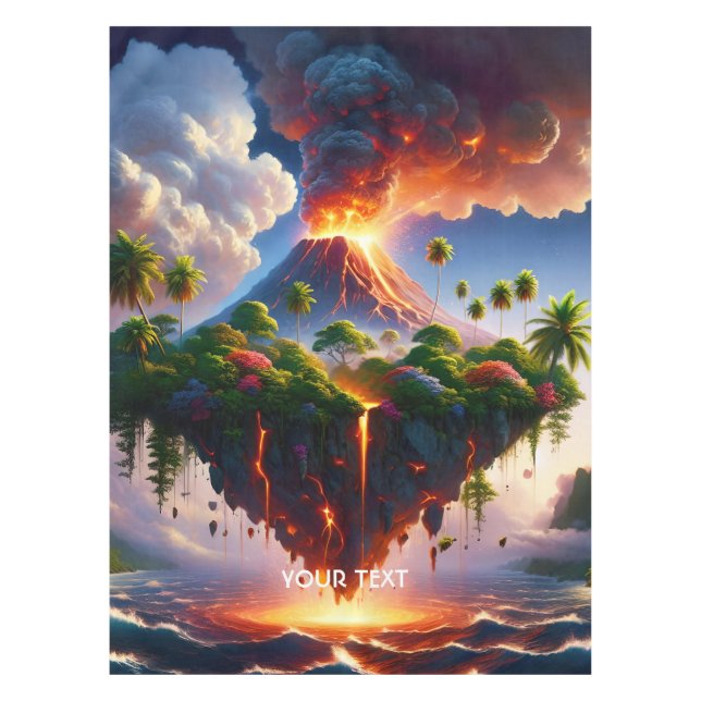 Nappe Imaginaire Mignonne Île Avec Volcan (Devant)