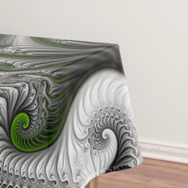 Nappe Imaginaire Monde Vert Et Gris Art Fractal Abstrait (In Situ)