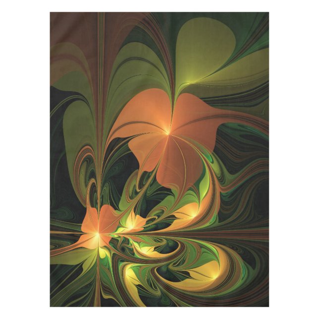 Nappe Imaginaire Plante Abstrait rouille verte Brown fra (Devant)