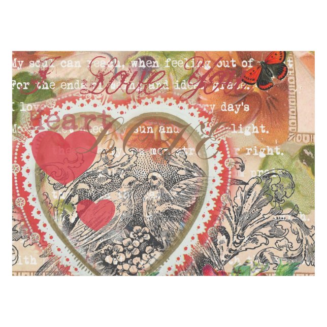 Nappe Inséparables Heart Red Art Collage (Devant (Horizontal))