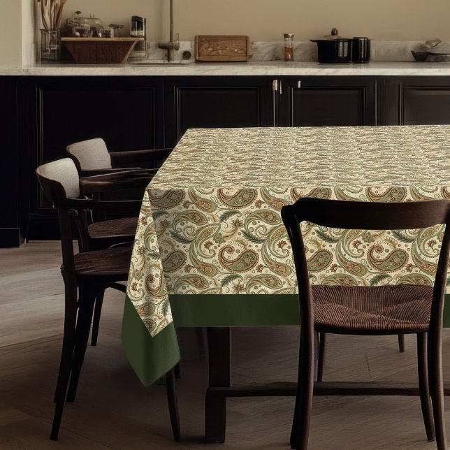 Nappe inspirée Boho dans Earthy Paisley Imprimer (Boho-Inspired Tablecloth in Earthy Paisley Print)