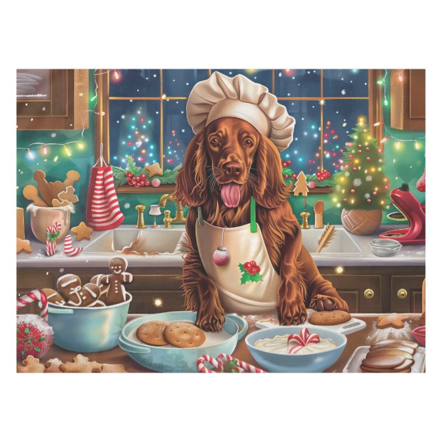 Nappe Irish Setter Gâteau de vacances : Noël festif (Devant (Horizontal))