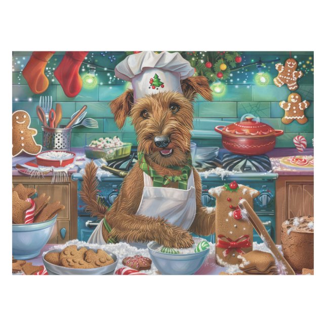 Nappe Irish Terrier Gâteau de vacances : Noël festif (Devant (Horizontal))