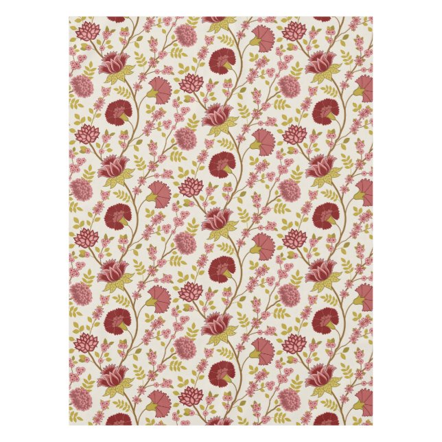 Nappe Jacobean Floral Pattern Rouge Rose Gold Crème (Devant)