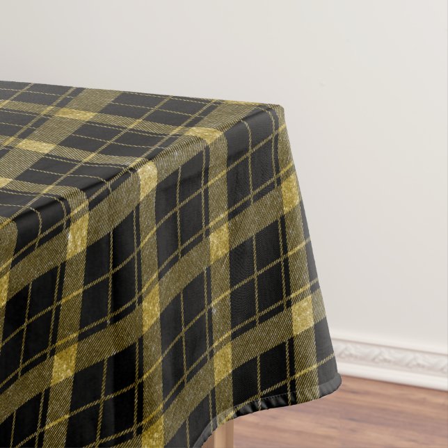 NAPPE JACQUARD NOIR ET OR TARTAN PLANTÉ (In Situ)