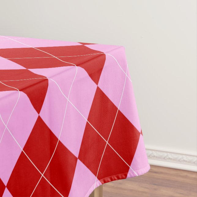 Nappe Jacquard preppy Tartan Diamond Plaid Rouge rose (In Situ)