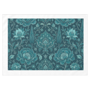 Nappe Jardin Persan Damas Floral Sarcelle de Luxe
