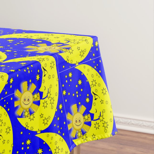 Nappe Jaune Lune Solaire Étoiles Bleu (In Situ)