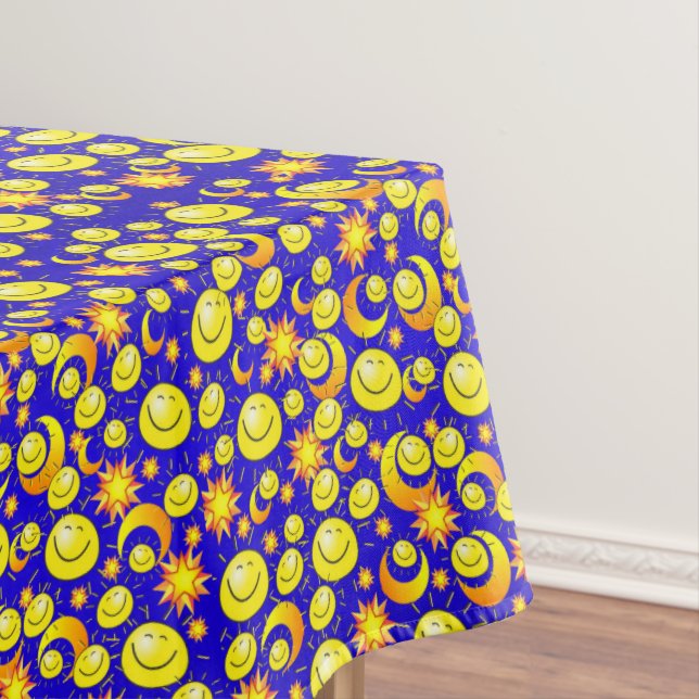 Nappe Jaune Orange Étoiles Soleil Lune Bleu (In Situ)
