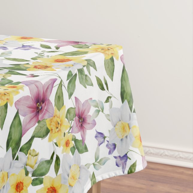 Nappe Jaune Violet Blanc Vert Floral Élégant Chic (In Situ)
