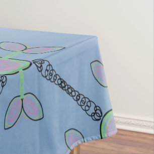 Nappe Jimette Design rose vert noir sur bleu