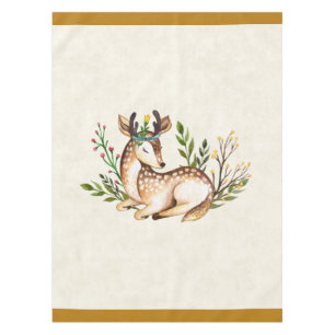 Nappe Joli Cerf Aquarellé Posé En Bas Boho