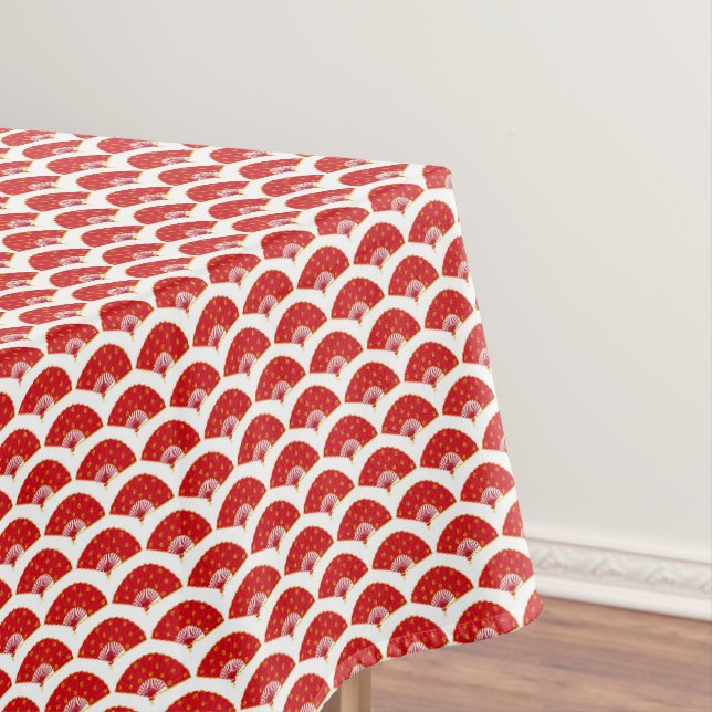 Nappe Joli traditionnel Rouge Chinois fans de danse Blan (In Situ)