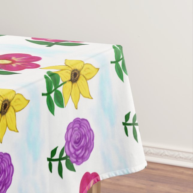 Nappe Jolies Fleurs Jaune Violet Rose (In Situ)