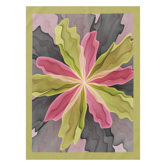Nappe Joy, Vert rose Anthracite Imaginaire Fleur Fractal (Devant)