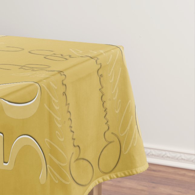 Nappe "Joyeux 50e anniversaire Mariage" Ochre&Golden Fon (In Situ)