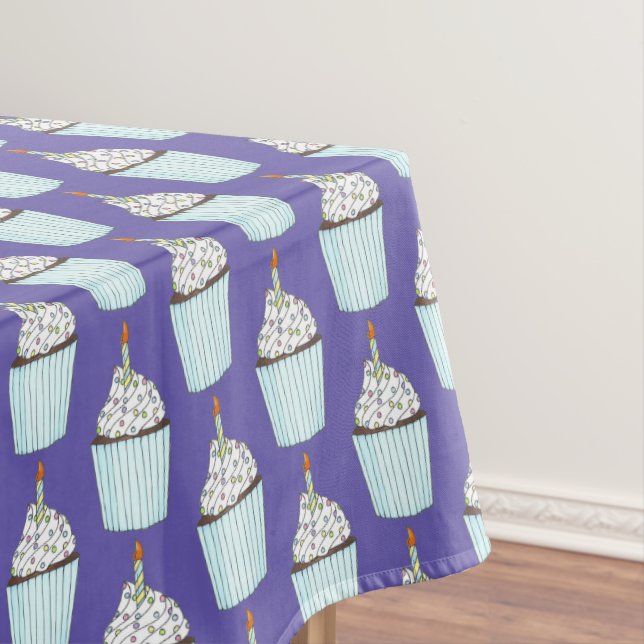 Nappe Joyeux Anniversaire Cake bleu Cupcake Bougies (In Situ)