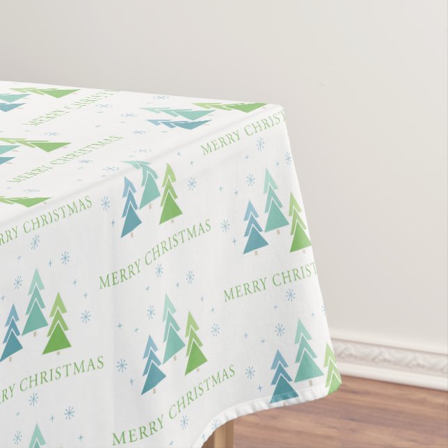 Nappe Joyeux arbres de Noël Vacances Turquoises et verte (In Situ)
