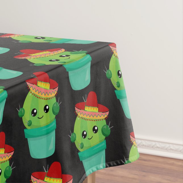 Nappe Joyeux cactus vert dans un Motif du Sombrero rouge (In Situ)