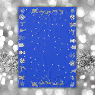 Nappe Joyeux et lumineux Noël en argent et bleu