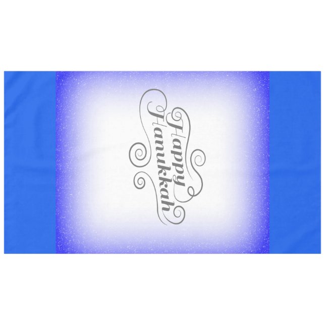 Nappe Joyeux Hanoukka 2 tons bleu blanc Arrière - plan (Devant (Horizontal))