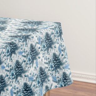 Nappe Joyeux Noël Cônes de pin bleus