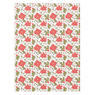 Nappe Joyeux Noël rouge poinsettia vert eul