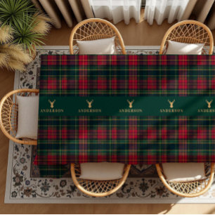 Nappe Joyeux Noël Tartan Élégant Famille Nom
