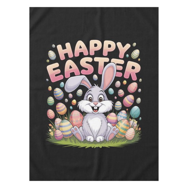 Nappe Joyeux Pâques 2025 Oeufs Lapin mignon lapin lapin (Devant)